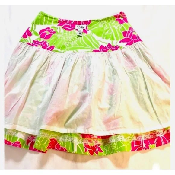 Lilly Pulitzer Tropical Lime & Pink Pleated Skirt - Picture 2 of 5